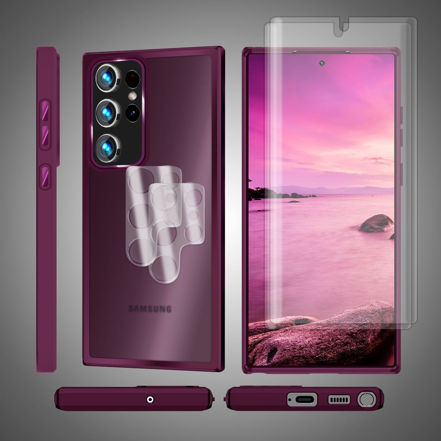 NALIA Matte Handyhülle für Samsung Galaxy S23 Ultra – Stoßfester Silikon-Rahmen & Semi-Transparent – FUZION (Anti-Fingerprint Case) – Marke aus Berlin
