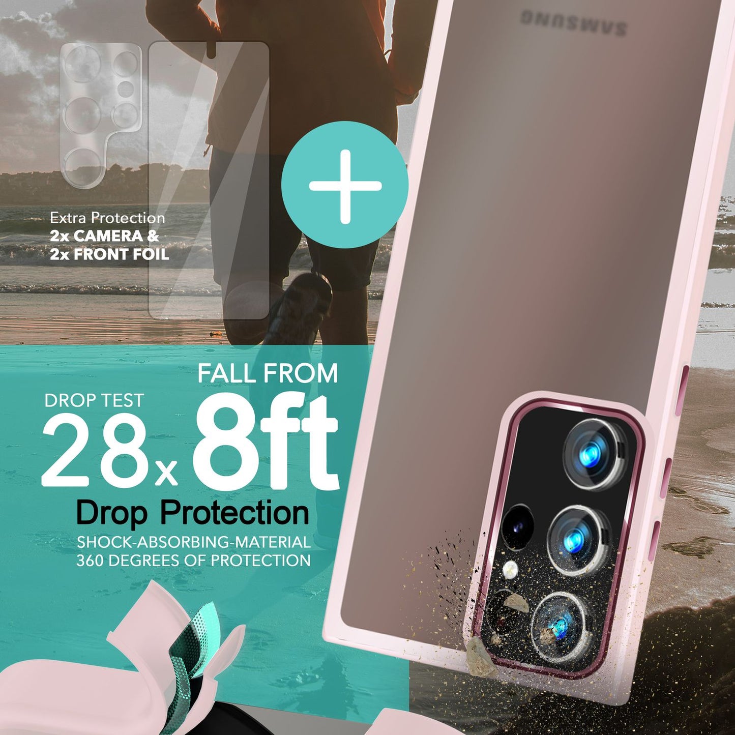 NALIA Matte Handyhülle für Samsung Galaxy S23 Ultra – Stoßfester Silikon-Rahmen & Semi-Transparent – FUZION (Anti-Fingerprint Case) – Marke aus Berlin