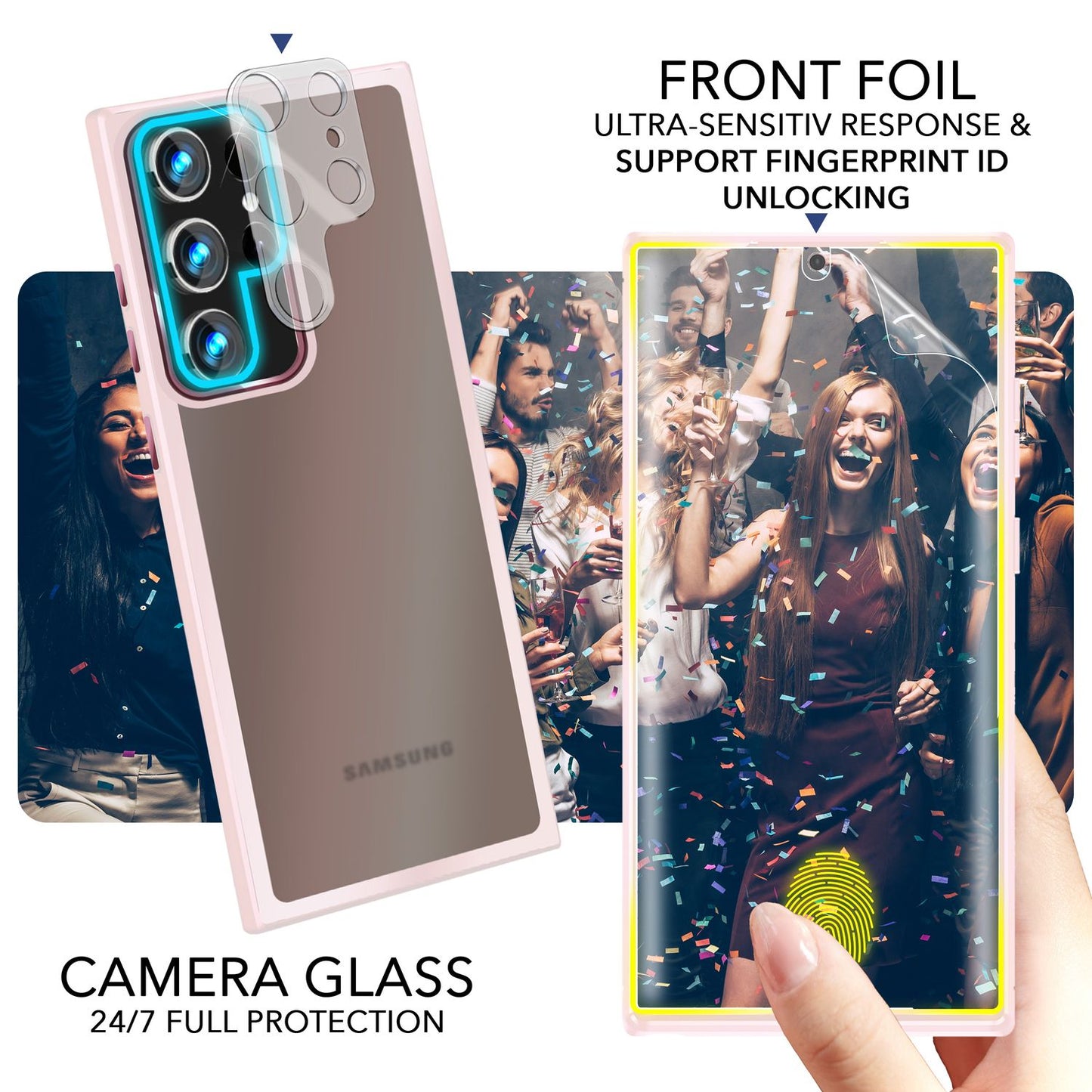 NALIA Matte Handyhülle für Samsung Galaxy S23 Ultra – Stoßfester Silikon-Rahmen & Semi-Transparent – FUZION (Anti-Fingerprint Case) – Marke aus Berlin