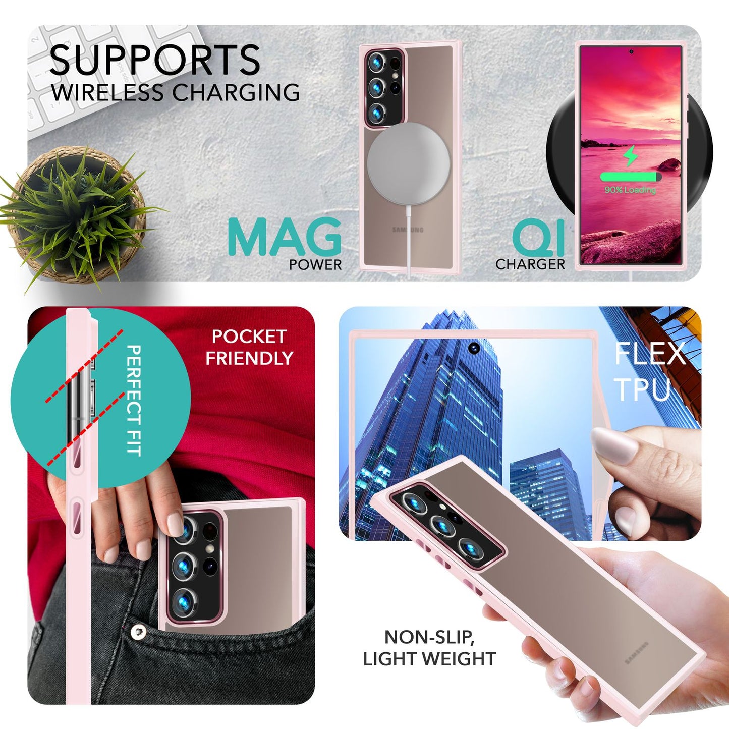 NALIA Matte Handyhülle für Samsung Galaxy S23 Ultra – Stoßfester Silikon-Rahmen & Semi-Transparent – FUZION (Anti-Fingerprint Case) – Marke aus Berlin