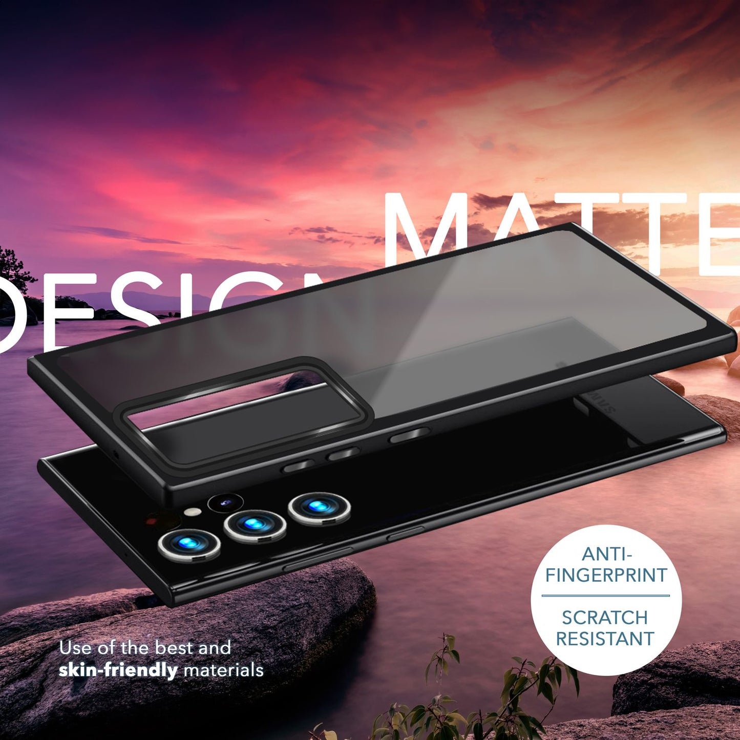 NALIA Matte Handyhülle für Samsung Galaxy S23 Ultra – Stoßfester Silikon-Rahmen & Semi-Transparent – FUZION (Anti-Fingerprint Case) – Marke aus Berlin