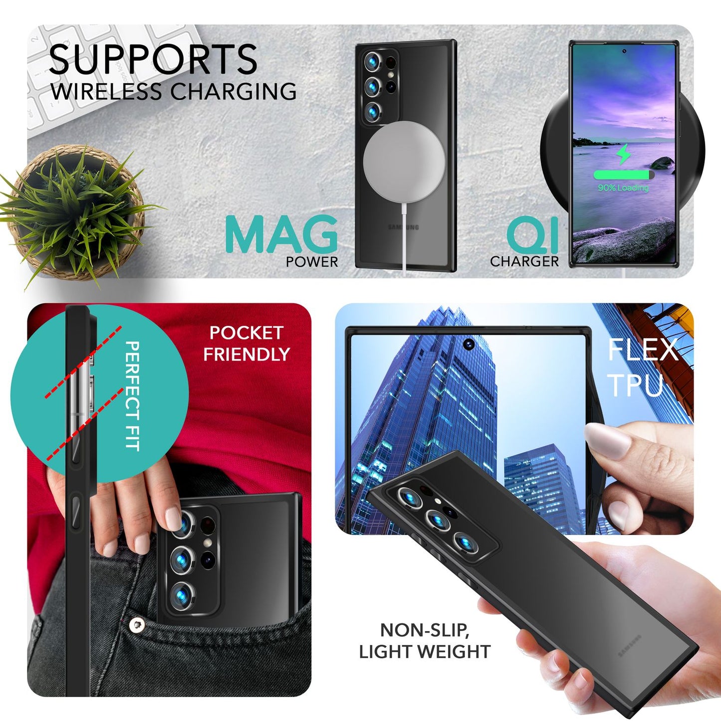 NALIA Matte Handyhülle für Samsung Galaxy S23 Ultra – Stoßfester Silikon-Rahmen & Semi-Transparent – FUZION (Anti-Fingerprint Case) – Marke aus Berlin