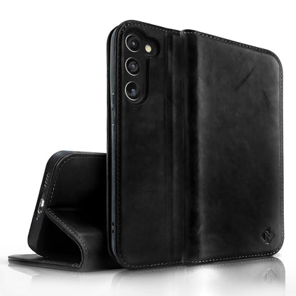 NALIA Echtlederhülle für Samsung Galaxy S23 Plus – RFID Wallet & Magnet-Verschluss – LEVANTO (Handgefertigte Klapphülle) – Marke aus Berlin