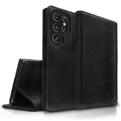 NALIA Echt-Leder Flip-Case kompatibel mit Samsung Galaxy S23 Ultra Hülle, 360 Grad Bookcase, RFID-Schutz, Klapphülle mit Kartenfächern und Magnetverschluss, Handyhülle mit Standfunktion