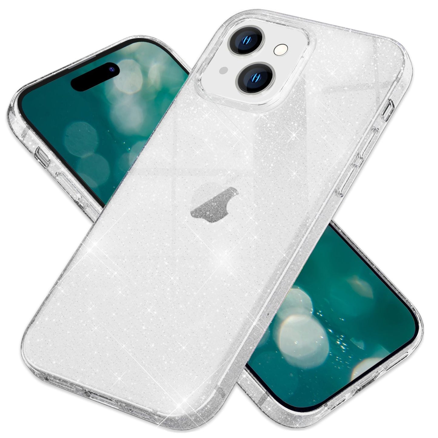 NALIA Glitzerhülle für iPhone 15 – Funkelndes Silikon Case – DAZZLIN (Transparent & Stoßfest) – Marke aus Berlin