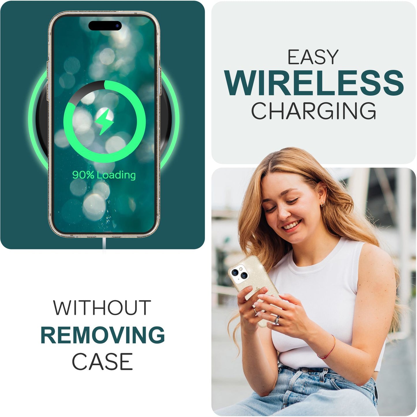 NALIA Glitzerhülle für iPhone 15 – Funkelndes Silikon Case – DAZZLIN (Transparent & Stoßfest) – Marke aus Berlin