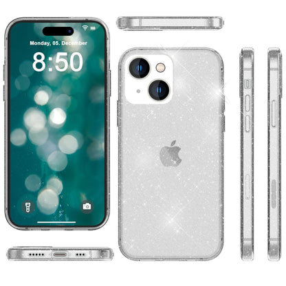NALIA Glitzerhülle für iPhone 15 – Funkelndes Silikon Case – DAZZLIN (Transparent & Stoßfest) – Marke aus Berlin