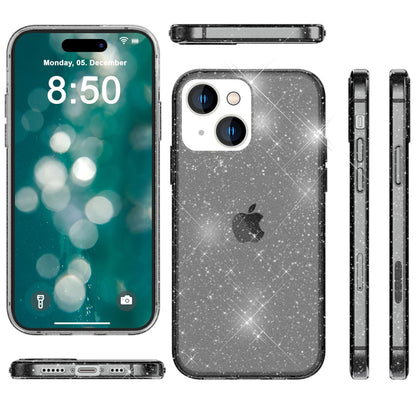 NALIA Glitzerhülle für iPhone 15 – Funkelndes Silikon Case – DAZZLIN (Transparent & Stoßfest) – Marke aus Berlin