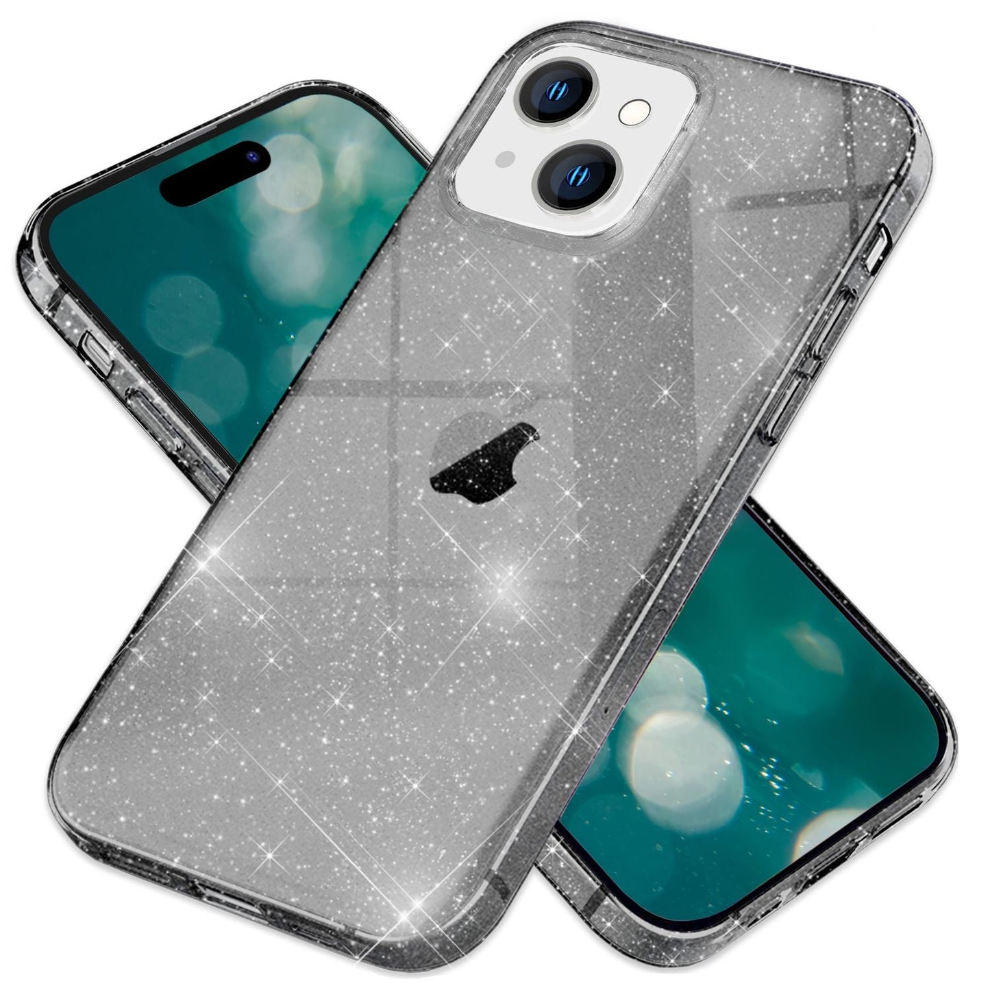 NALIA Glitzerhülle für iPhone 15 Plus – Funkelndes Silikon Case – DAZZLIN (Transparent & Stoßfest) – Marke aus Berlin