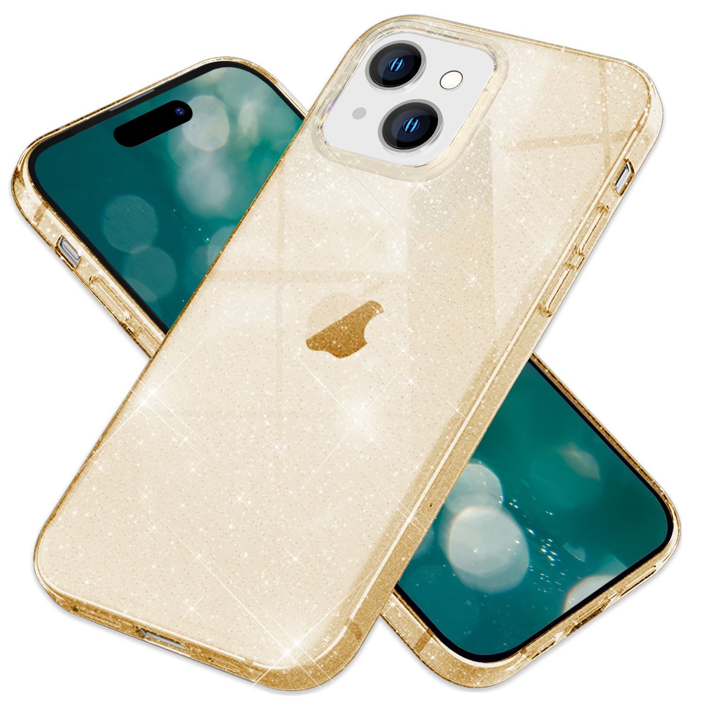 NALIA Glitzerhülle für iPhone 15 Plus – Funkelndes Silikon Case – DAZZLIN (Transparent & Stoßfest) – Marke aus Berlin