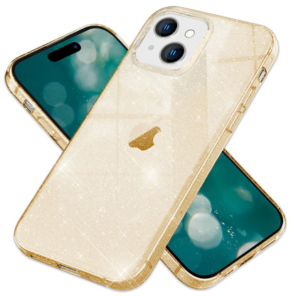 NALIA Glitzerhülle für iPhone 15 Plus – Funkelndes Silikon Case – DAZZLIN (Transparent & Stoßfest) – Marke aus Berlin