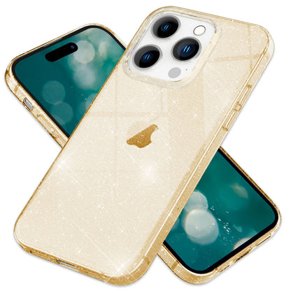 NALIA Glitzerhülle für iPhone 15 Pro – Funkelndes Silikon Case – DAZZLIN (Transparent & Stoßfest) – Marke aus Berlin