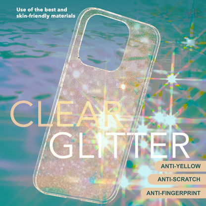 NALIA Glitzerhülle für iPhone 15 Pro Max – Funkelndes Silikon Case – DAZZLIN (Transparent & Stoßfest) – Marke aus Berlin