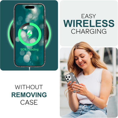 NALIA Glitzerhülle für iPhone 15 Pro Max – Funkelndes Silikon Case – DAZZLIN (Transparent & Stoßfest) – Marke aus Berlin