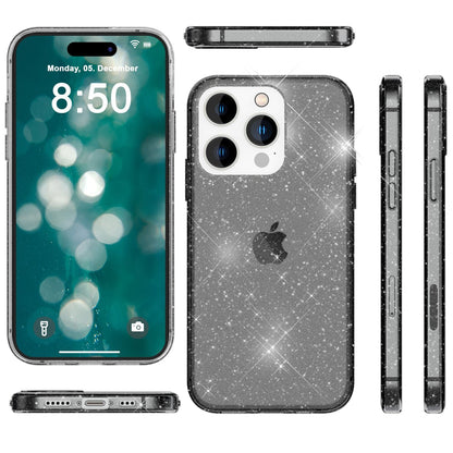 NALIA Glitzerhülle für iPhone 15 Pro Max – Funkelndes Silikon Case – DAZZLIN (Transparent & Stoßfest) – Marke aus Berlin