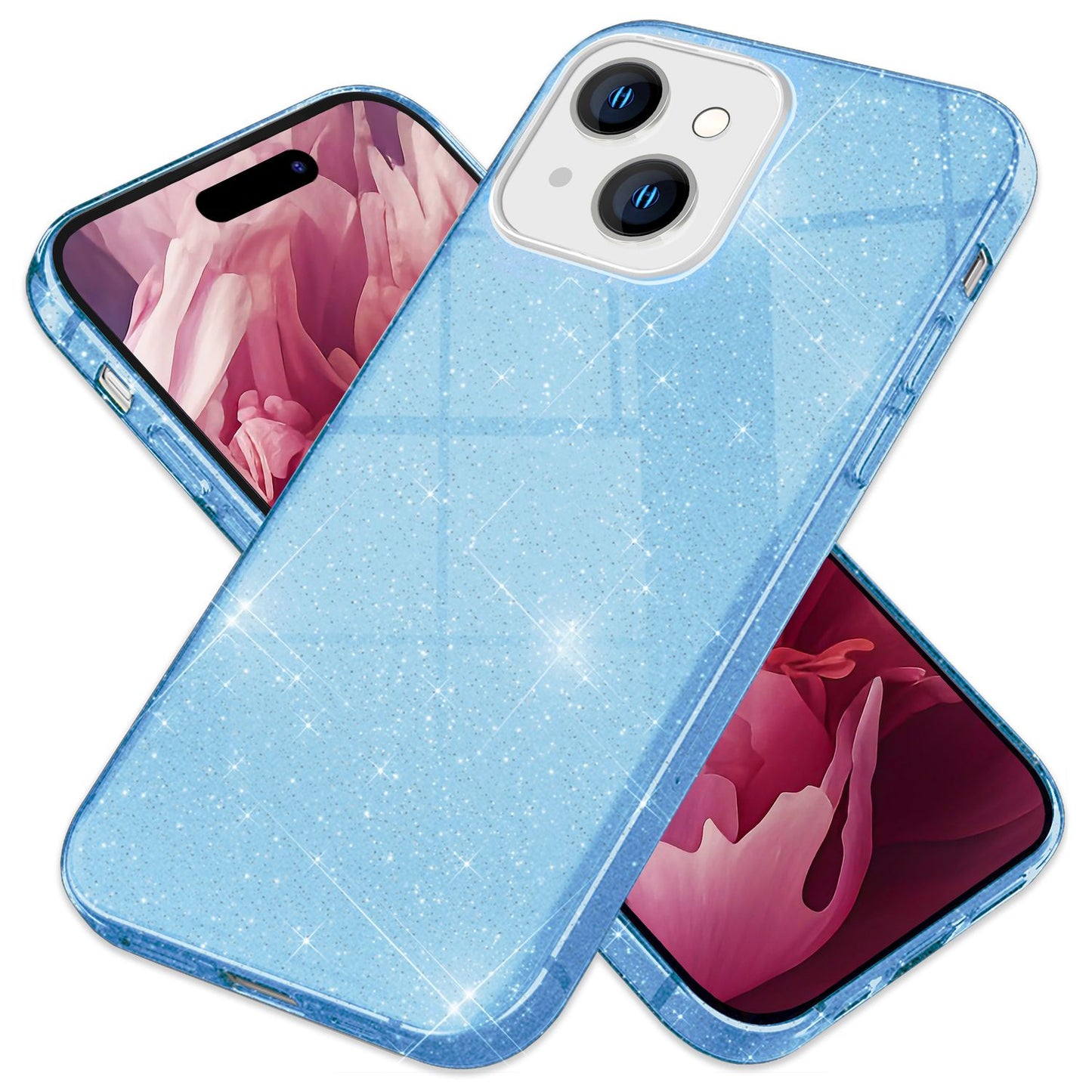 NALIA Glitzerhülle für iPhone 15 – Funkelnder Glitzer-Look & Grip – SHINEPOP (Silikon Case) – Marke aus Berlin