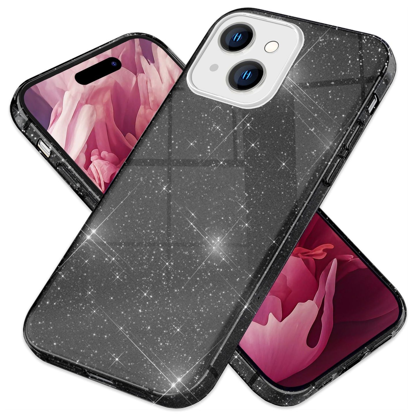 NALIA Glitzerhülle für iPhone 15 – Funkelnder Glitzer-Look & Grip – SHINEPOP (Silikon Case) – Marke aus Berlin