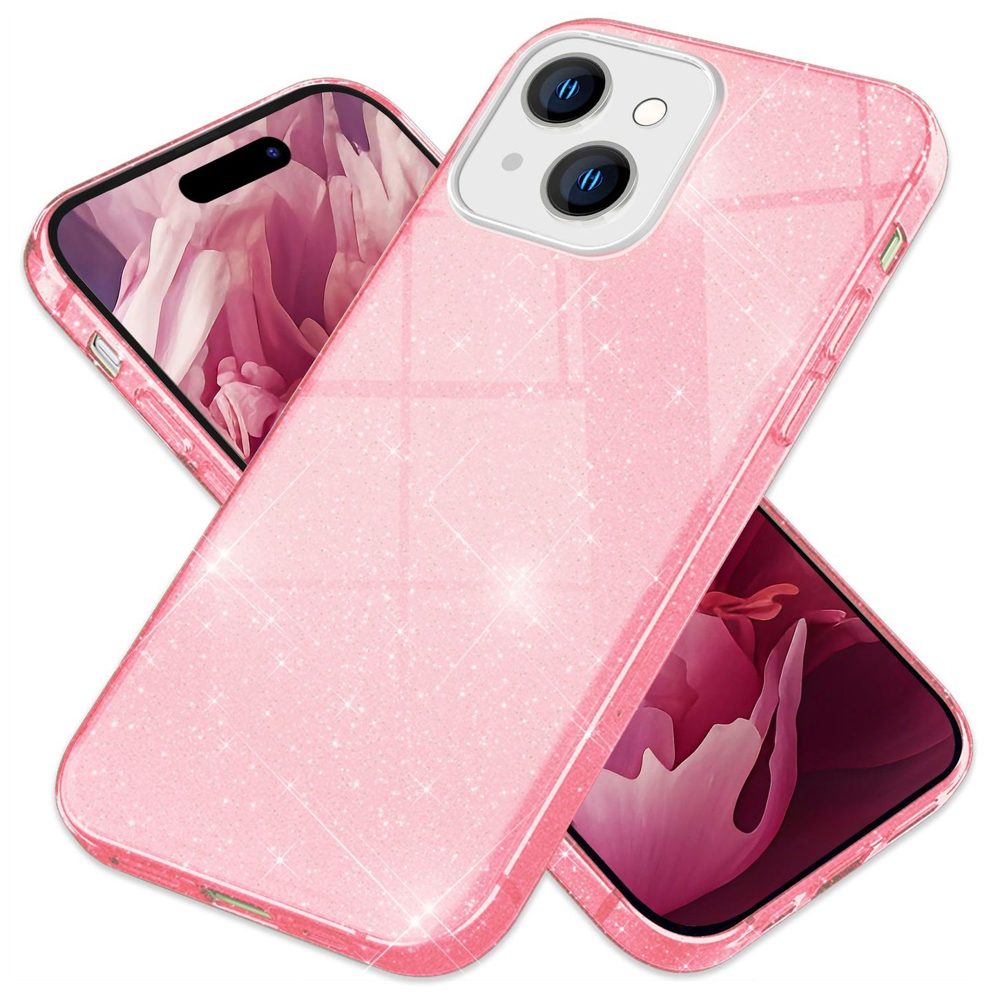 NALIA Glitzerhülle für iPhone 15 – Funkelnder Glitzer-Look & Grip – SHINEPOP (Silikon Case) – Marke aus Berlin