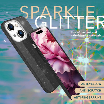 NALIA Glitzerhülle für iPhone 15 – Funkelnder Glitzer-Look & Grip – SHINEPOP (Silikon Case) – Marke aus Berlin