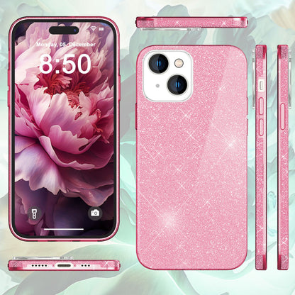 NALIA Glitzerhülle für iPhone 15 – Funkelnder Glitzer-Look & Grip – SHINEPOP (Silikon Case) – Marke aus Berlin