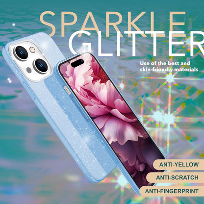 NALIA Glitzerhülle für iPhone 15 Plus – Funkelnder Glitzer-Look & Grip – SHINEPOP (Silikon Case) – Marke aus Berlin