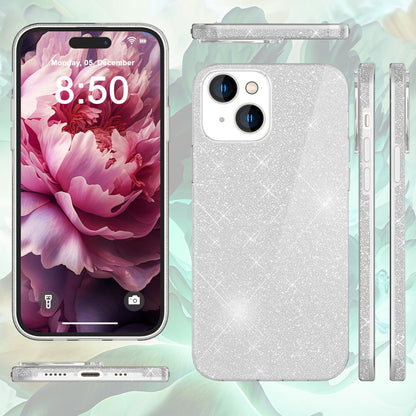 NALIA Glitzerhülle für iPhone 15 Plus – Funkelnder Glitzer-Look & Grip – SHINEPOP (Silikon Case) – Marke aus Berlin