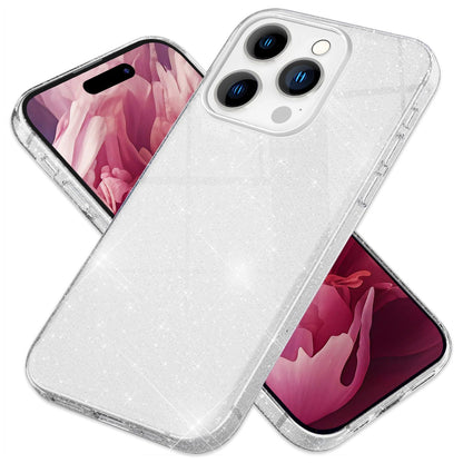 NALIA Glitzerhülle für iPhone 15 Pro – Funkelnder Glitzer-Look & Grip – SHINEPOP (Silikon Case) – Marke aus Berlin