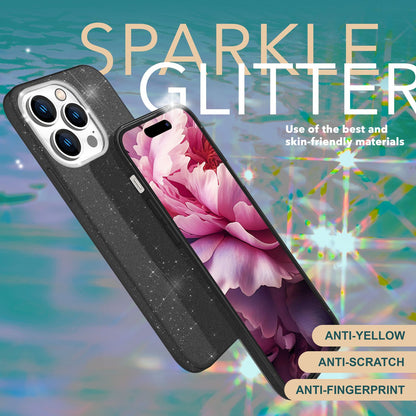 NALIA Glitzerhülle für iPhone 15 Pro – Funkelnder Glitzer-Look & Grip – SHINEPOP (Silikon Case) – Marke aus Berlin