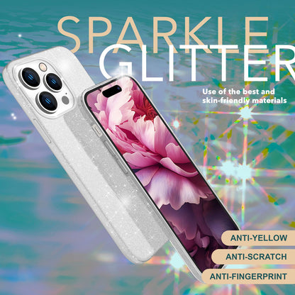 NALIA Glitzerhülle für iPhone 15 Pro – Funkelnder Glitzer-Look & Grip – SHINEPOP (Silikon Case) – Marke aus Berlin
