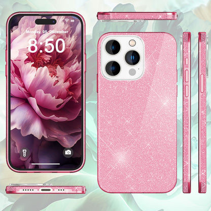NALIA Glitzerhülle für iPhone 15 Pro – Funkelnder Glitzer-Look & Grip – SHINEPOP (Silikon Case) – Marke aus Berlin