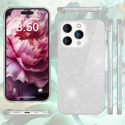 NALIA Glitzerhülle für iPhone 15 Pro – Funkelnder Glitzer-Look & Grip – SHINEPOP (Silikon Case) – Marke aus Berlin