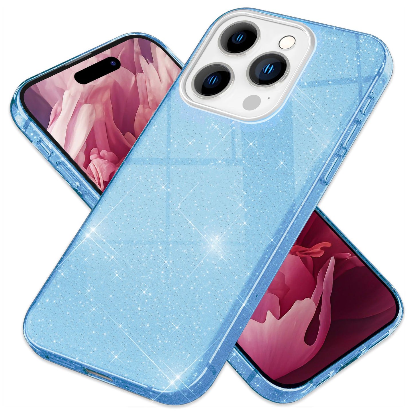 NALIA Glitzerhülle für iPhone 15 Pro Max – Funkelnder Glitzer-Look & Grip – SHINEPOP (Silikon Case) – Marke aus Berlin
