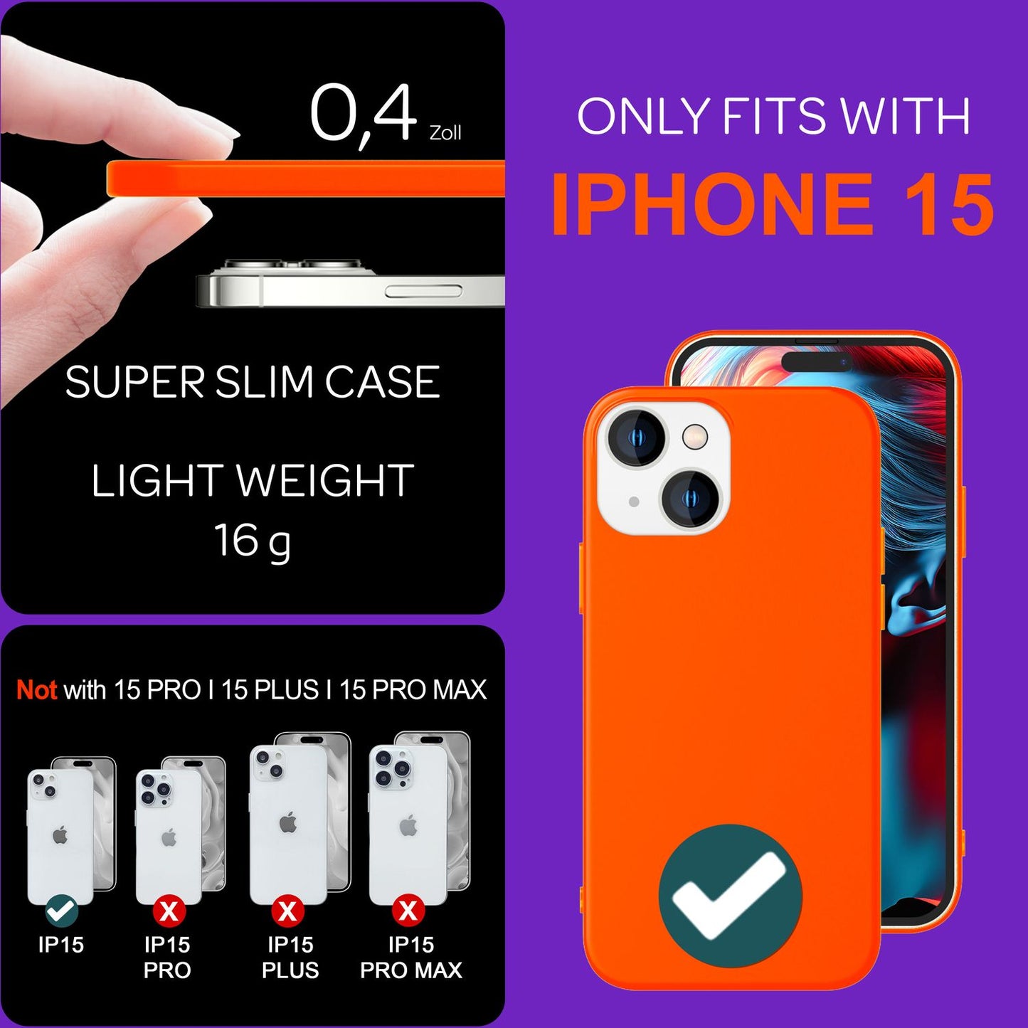 NALIA Neon Silikonhülle für iPhone 15 – Soft-Touch & Signal-Neon – NEONSHOCK (Matte Schutzhülle) – Marke aus Berlin