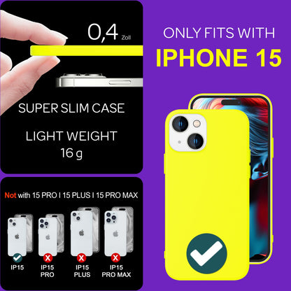 NALIA Neon Silikonhülle für iPhone 15 – Soft-Touch & Signal-Neon – NEONSHOCK (Matte Schutzhülle) – Marke aus Berlin
