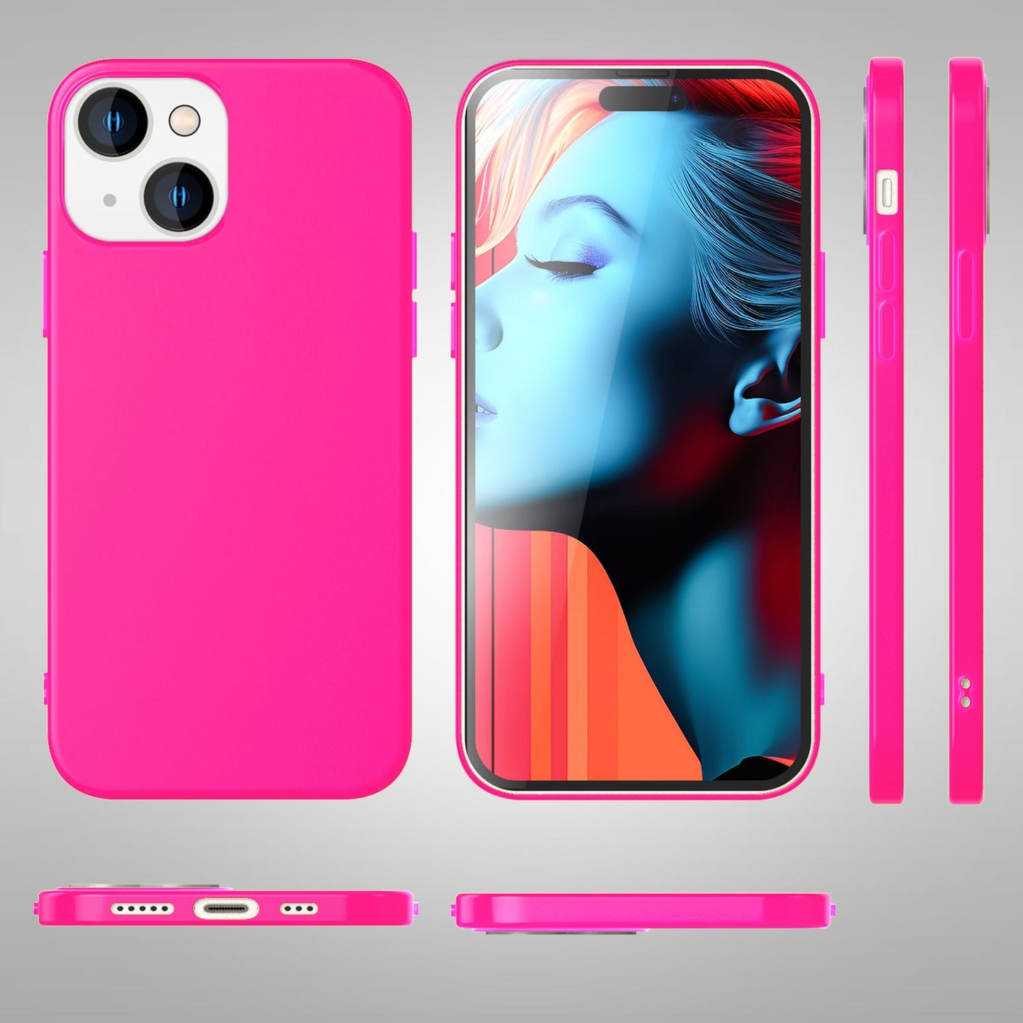 NALIA Neon Silikonhülle für iPhone 15 – Soft-Touch & Signal-Neon – NEONSHOCK (Matte Schutzhülle) – Marke aus Berlin