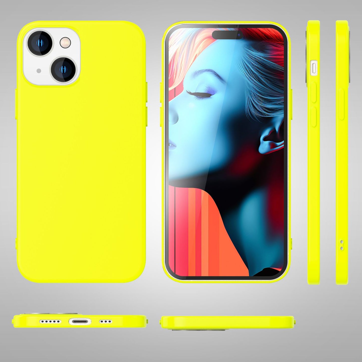 NALIA Neon Silikonhülle für iPhone 15 Plus – Soft-Touch & Signal-Neon – NEONSHOCK (Matte Schutzhülle) – Marke aus Berlin