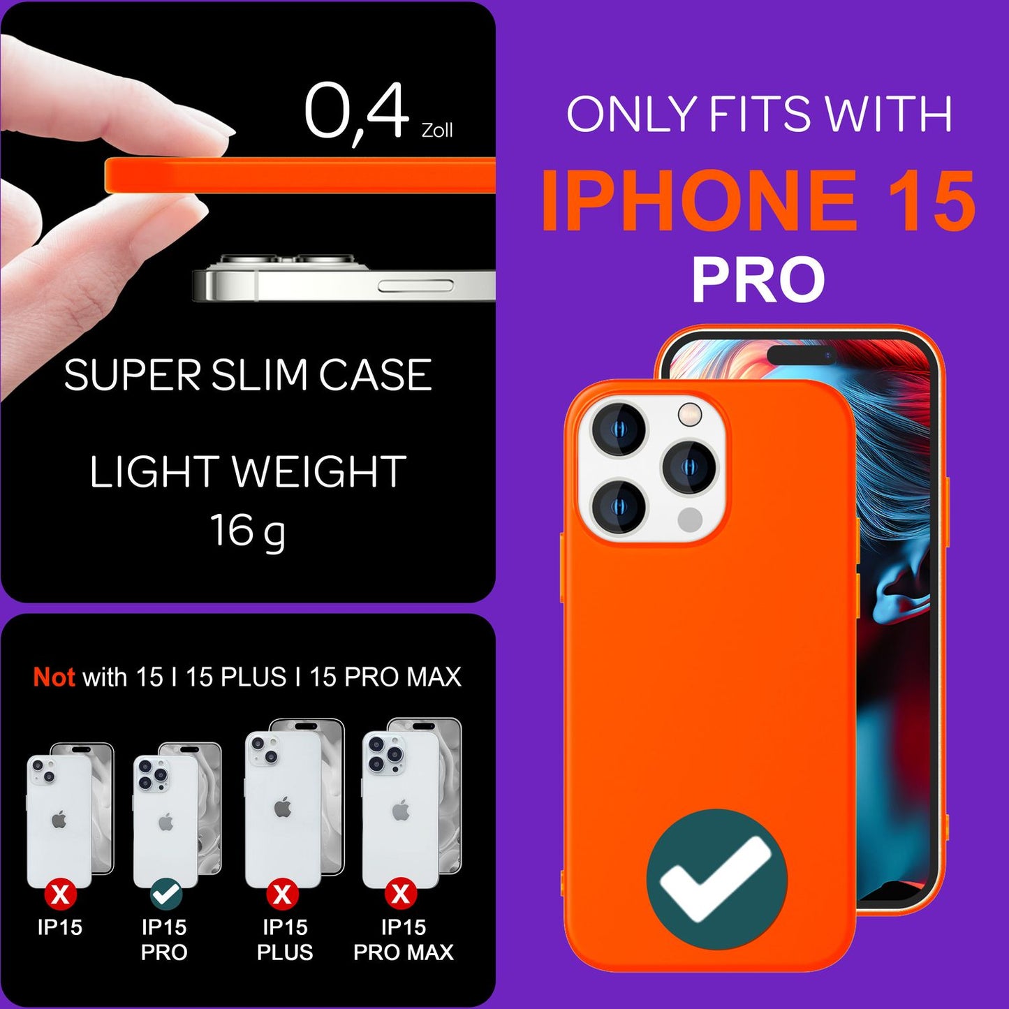 NALIA Neon Silikonhülle für iPhone 15 Pro – Soft-Touch & Signal-Neon – NEONSHOCK (Matte Schutzhülle) – Marke aus Berlin