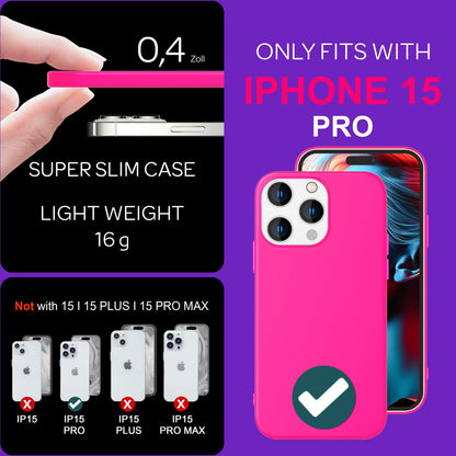 NALIA Neon Silikonhülle für iPhone 15 Pro – Soft-Touch & Signal-Neon – NEONSHOCK (Matte Schutzhülle) – Marke aus Berlin