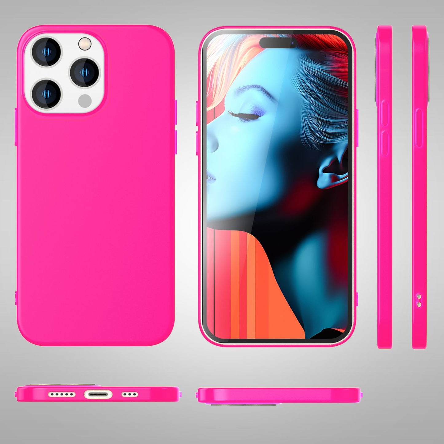 NALIA Neon Silikonhülle für iPhone 15 Pro – Soft-Touch & Signal-Neon – NEONSHOCK (Matte Schutzhülle) – Marke aus Berlin