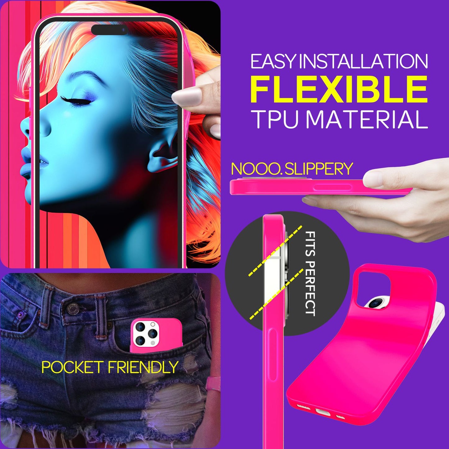 NALIA Neon Silikonhülle für iPhone 15 Pro Max – Soft-Touch & Signal-Neon – NEONSHOCK (Matte Schutzhülle) – Marke aus Berlin