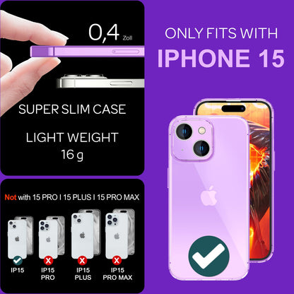 NALIA Neon Silikonhülle für iPhone 15 – Knallige Signal-Farbe & Linsenschutz – VIBE (Transparentes Case) – Marke aus Berlin