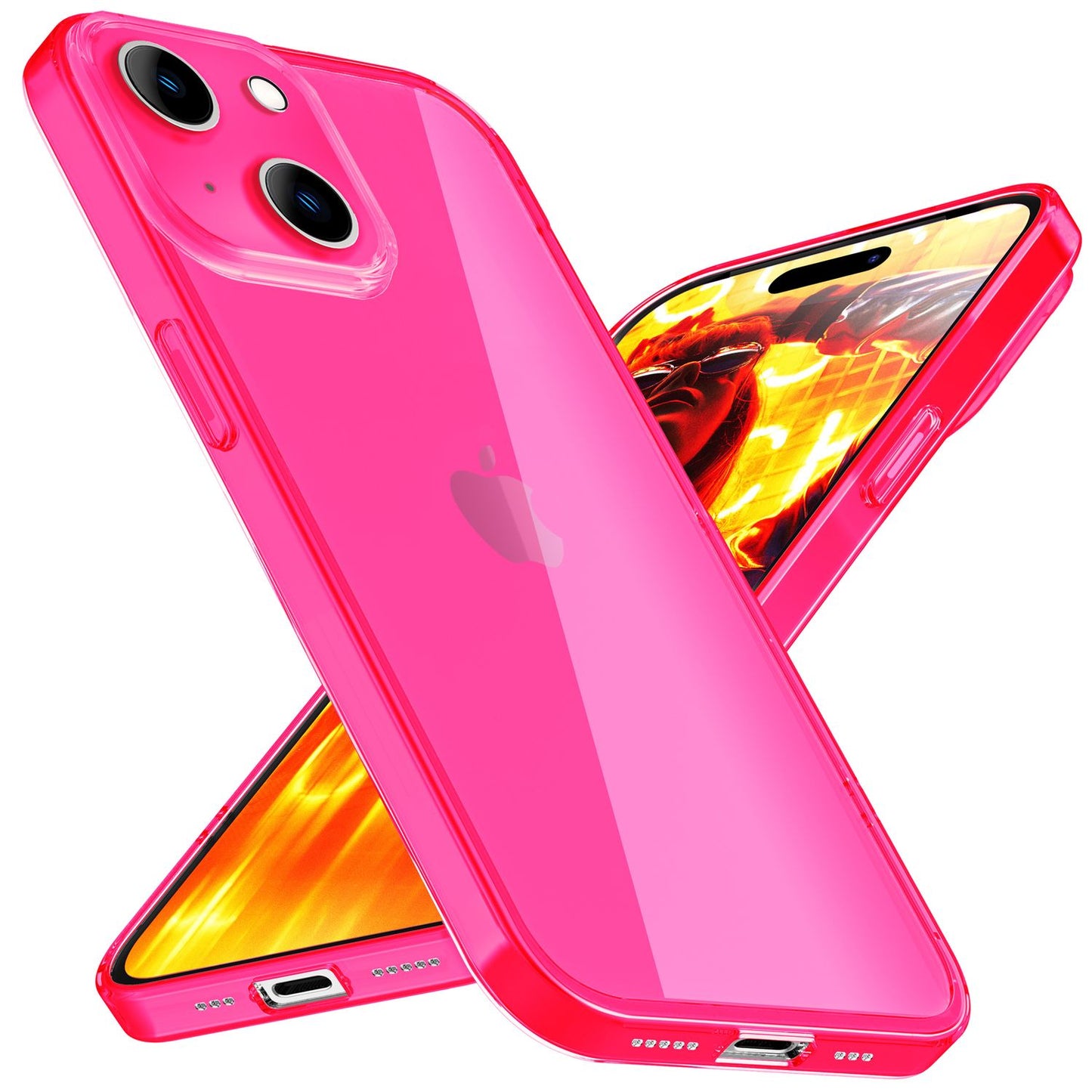 NALIA Neon Silikonhülle für iPhone 15 – Knallige Signal-Farbe & Linsenschutz – VIBE (Transparentes Case) – Marke aus Berlin