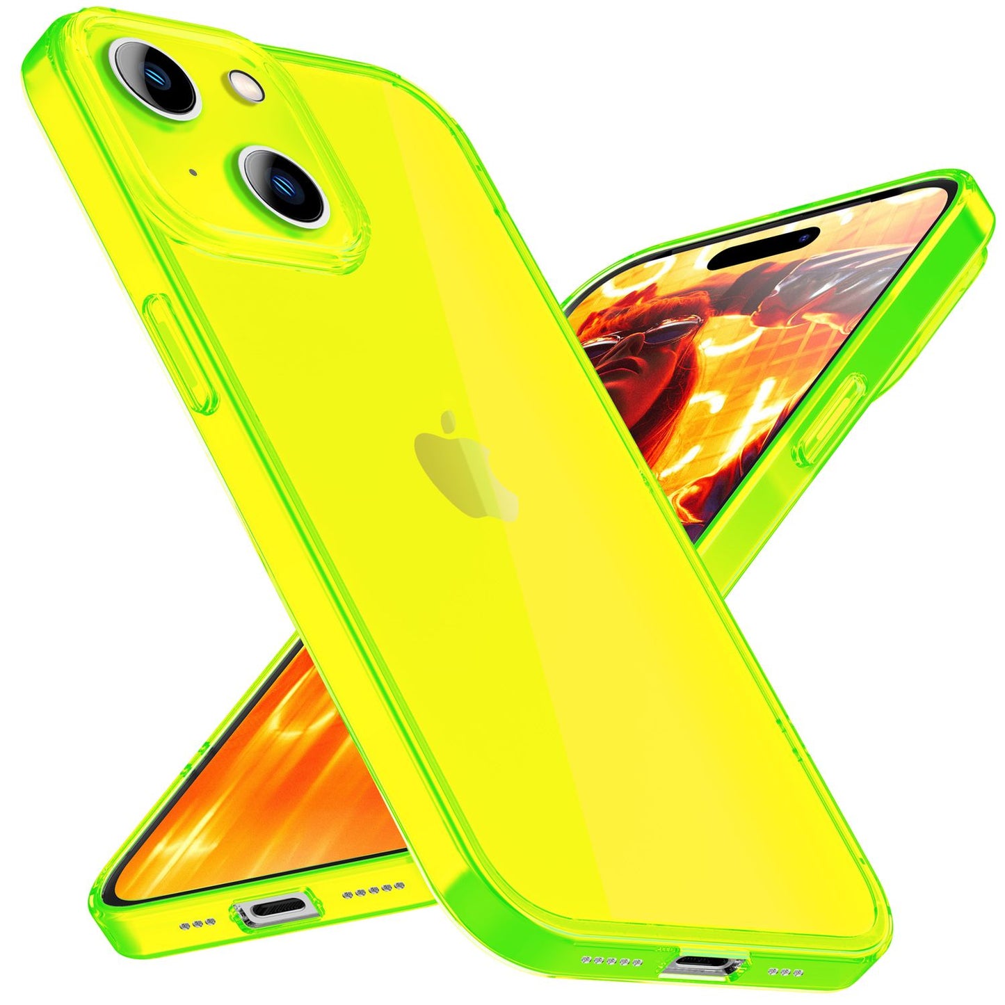 NALIA Neon Silikonhülle für iPhone 15 – Knallige Signal-Farbe & Linsenschutz – VIBE (Transparentes Case) – Marke aus Berlin