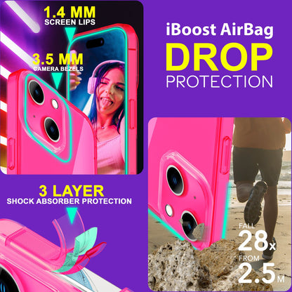 NALIA Neon Silikonhülle für iPhone 15 – Knallige Signal-Farbe & Linsenschutz – VIBE (Transparentes Case) – Marke aus Berlin