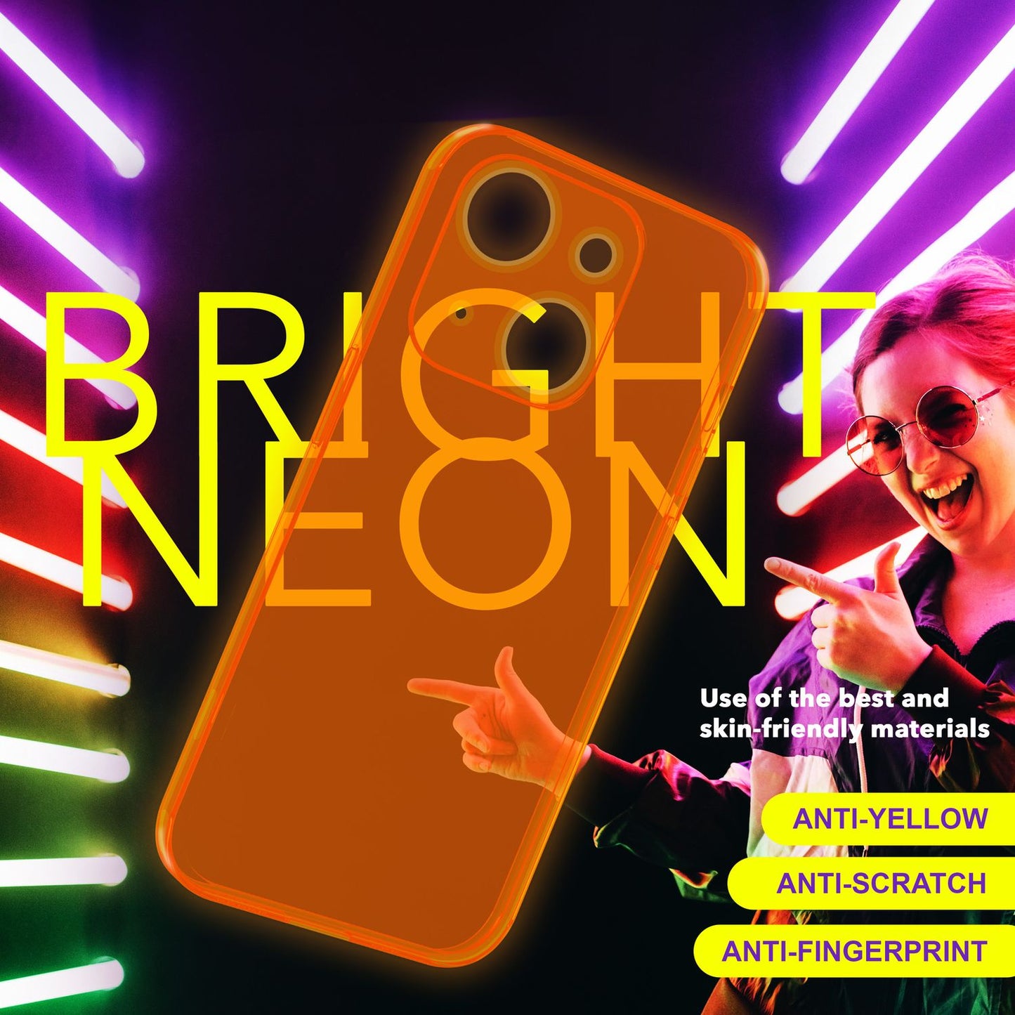 NALIA Neon Silikonhülle für iPhone 15 – Knallige Signal-Farbe & Linsenschutz – VIBE (Transparentes Case) – Marke aus Berlin
