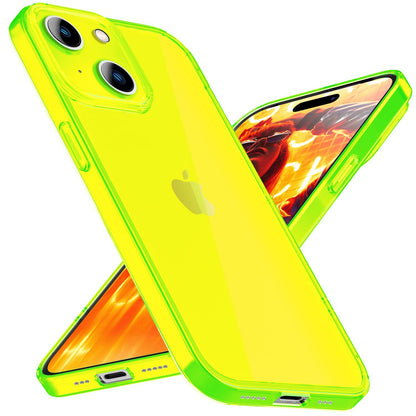 NALIA Neon Silikonhülle für iPhone 15 Plus – Knallige Signal-Farbe & Linsenschutz – VIBE (Transparentes Case) – Marke aus Berlin