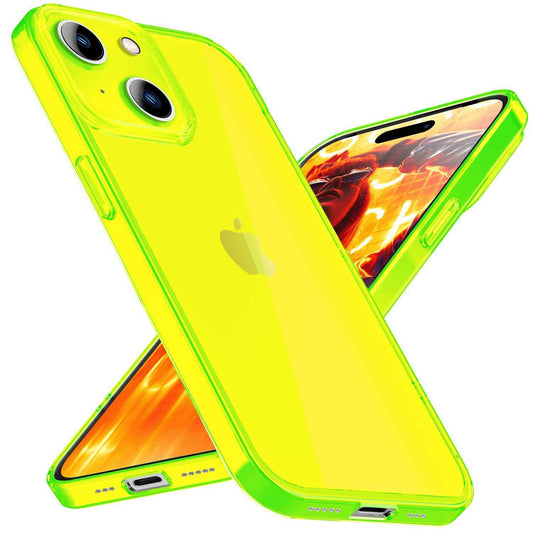 NALIA Neon Silikonhülle für iPhone 15 Plus – Knallige Signal-Farbe & Linsenschutz – VIBE (Transparentes Case) – Marke aus Berlin