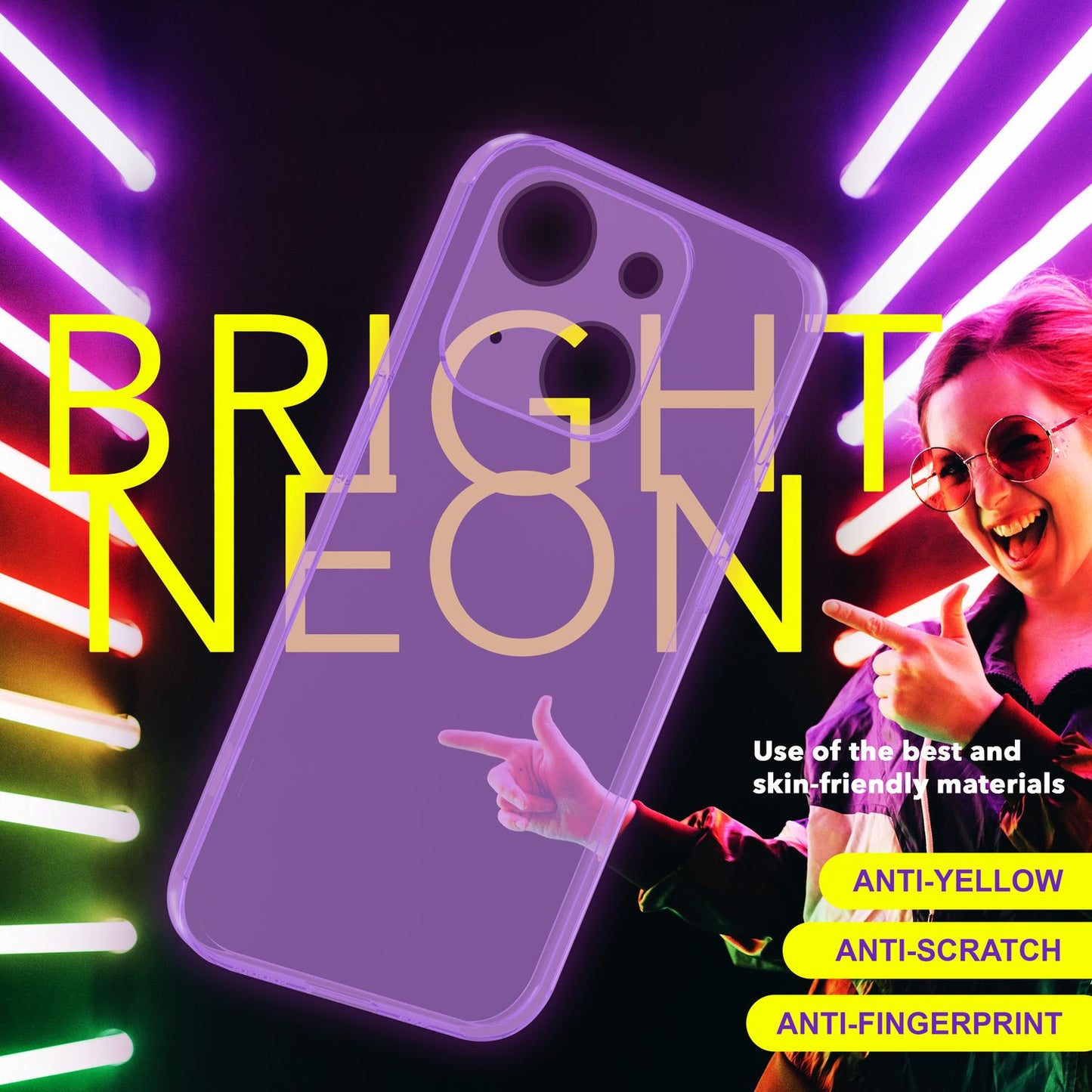 NALIA Neon Silikonhülle für iPhone 15 Plus – Knallige Signal-Farbe & Linsenschutz – VIBE (Transparentes Case) – Marke aus Berlin