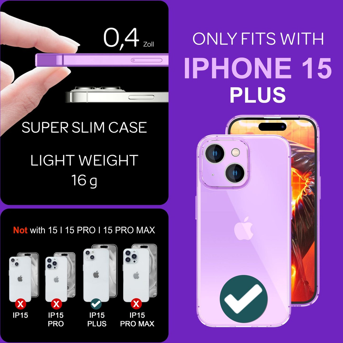 NALIA Neon Silikonhülle für iPhone 15 Plus – Knallige Signal-Farbe & Linsenschutz – VIBE (Transparentes Case) – Marke aus Berlin