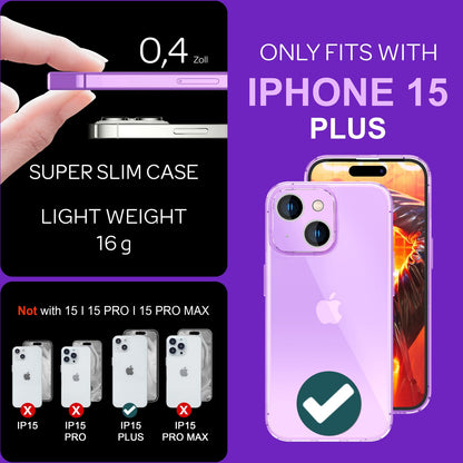 NALIA Neon Silikonhülle für iPhone 15 Plus – Knallige Signal-Farbe & Linsenschutz – VIBE (Transparentes Case) – Marke aus Berlin